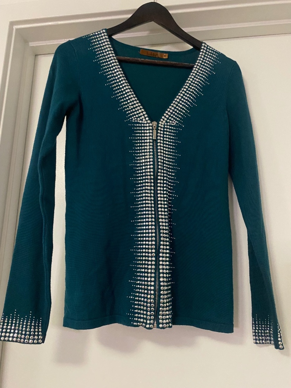 Belldini zip-up Teal cardigan sweater Size M